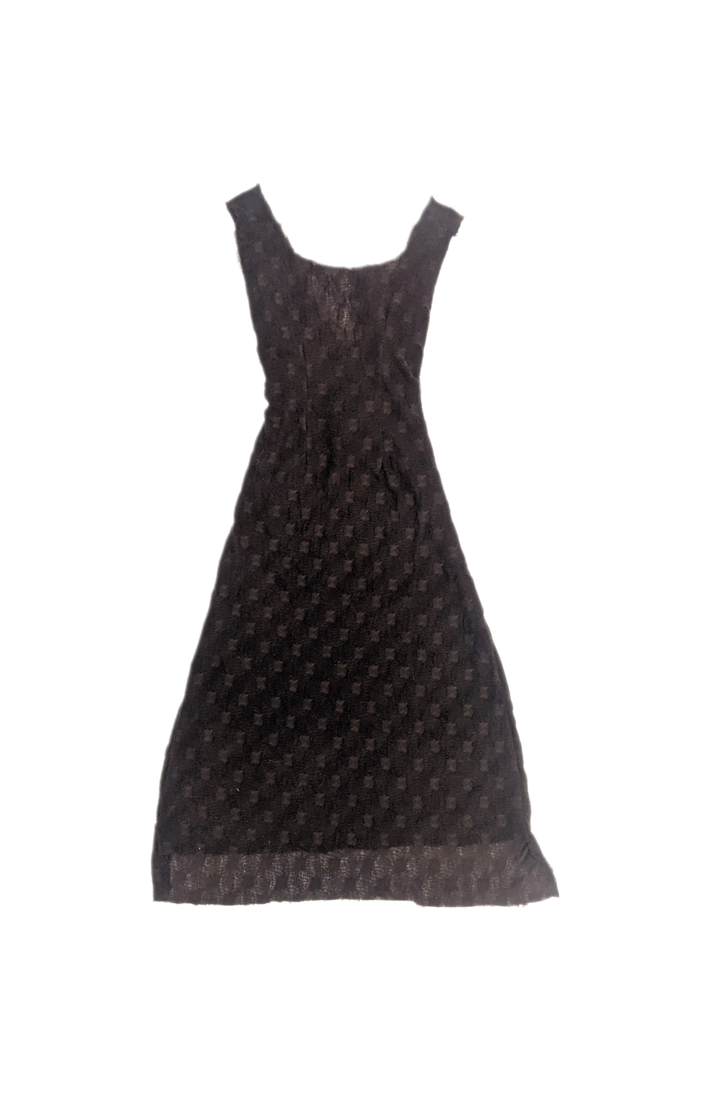 Deep V Back Midi Dress in Brown Jacquard Cotton Knit