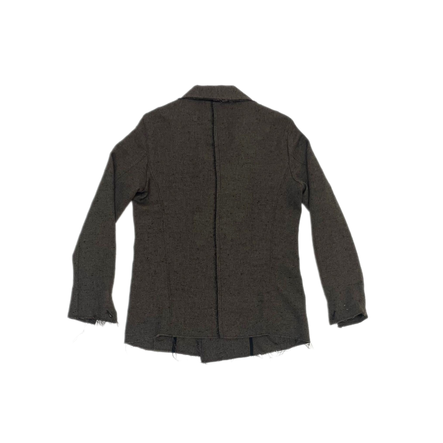 Double Breasted Work Jacket in Brown Dead stock Wool & Polyester