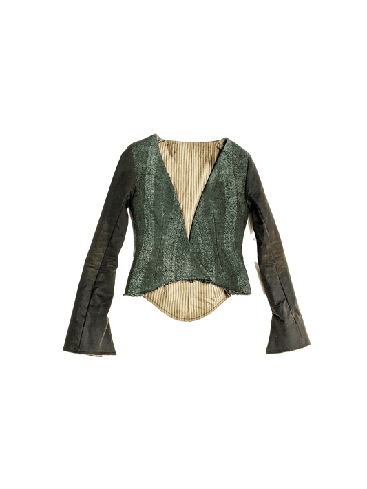 Women's Deep V Neck Jacket in Army Green