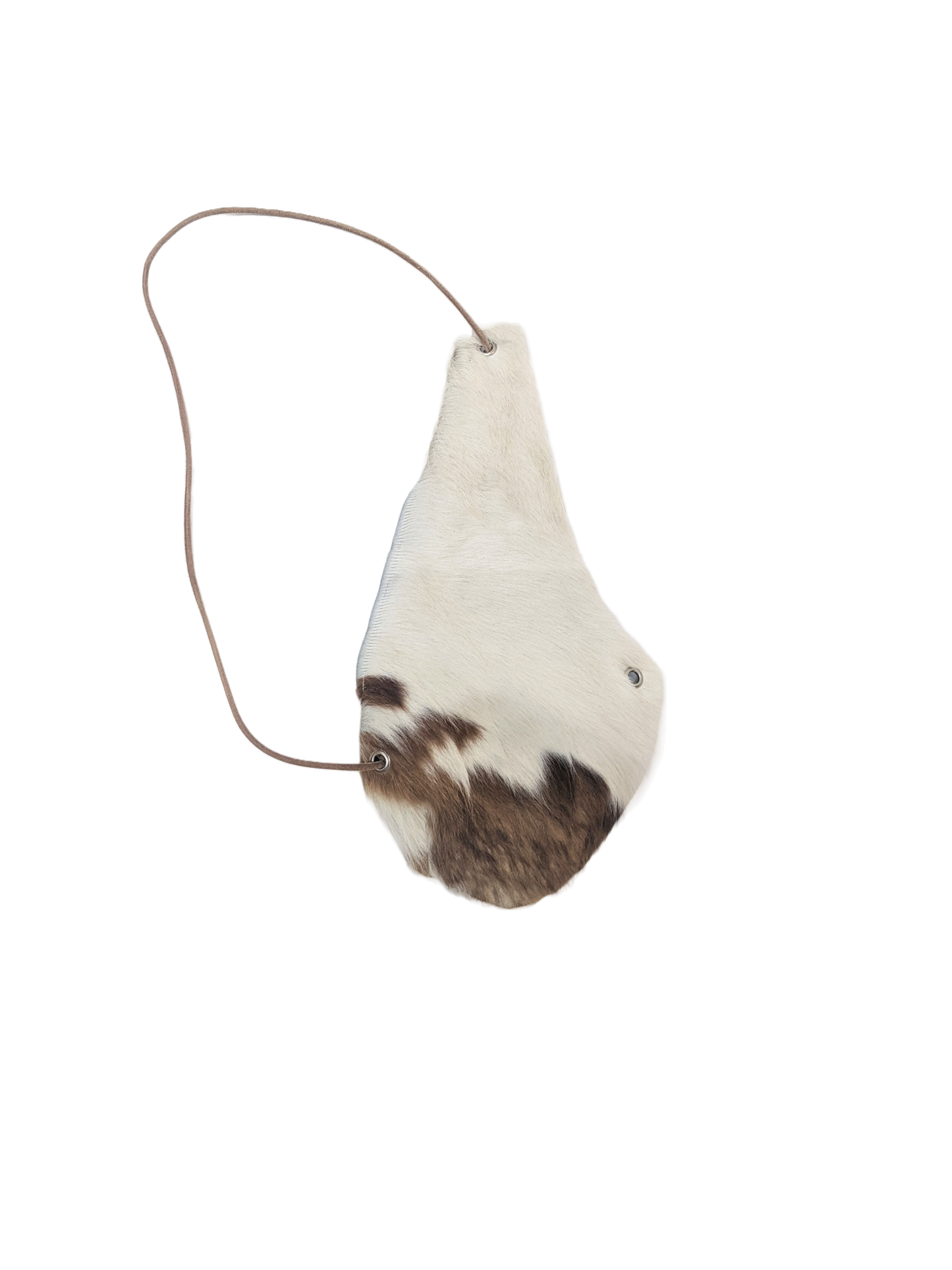 Tri Bag in Upcycled Cowhide with Antique French Linen and Natural Leather Cord