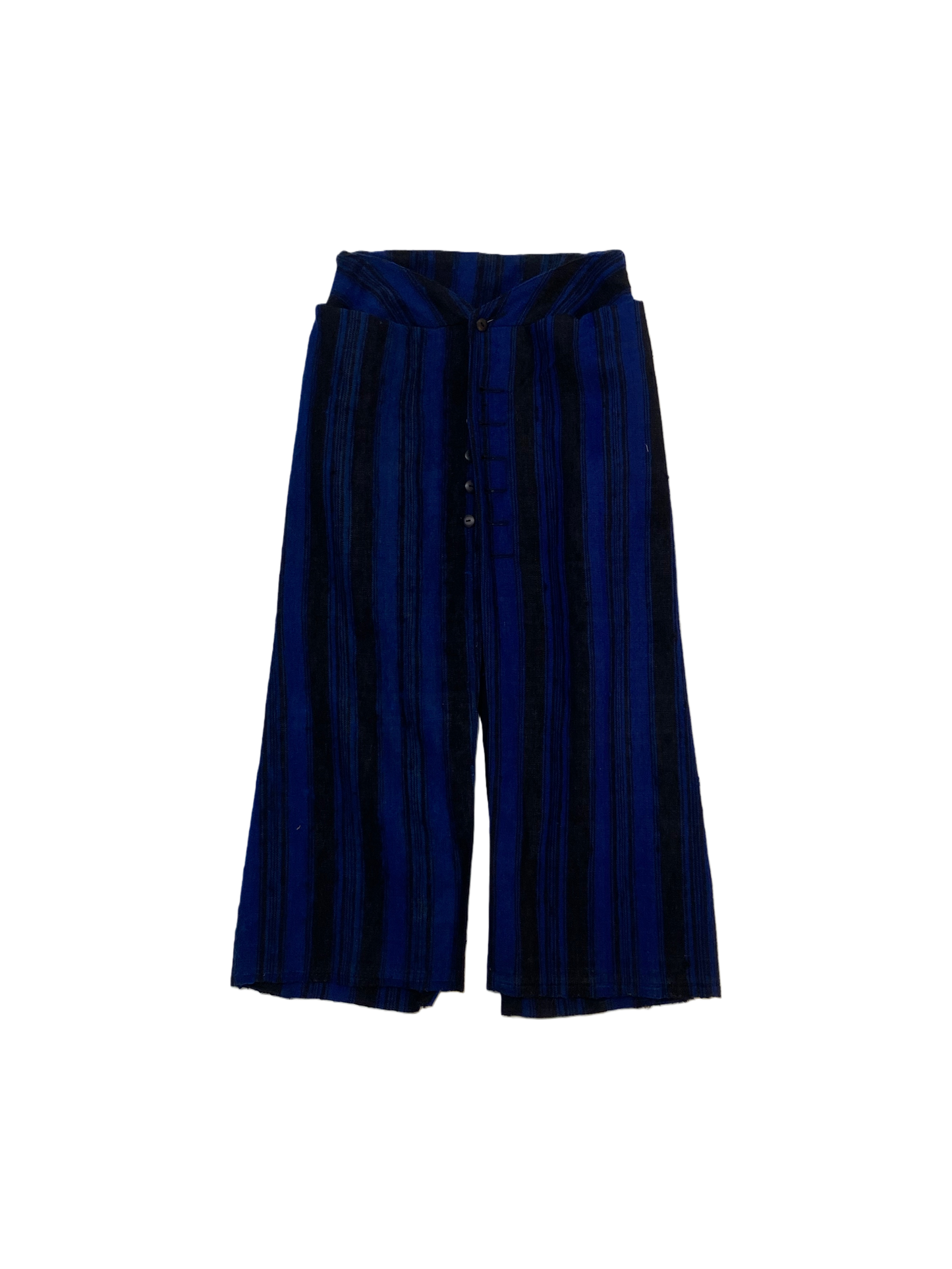 Coat Skirt in Navy and Black Striped Antique Dutch Wool Linen (Each Striped Fabric is Irregular)