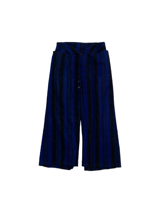 Coat Skirt in Navy and Black Striped Antique Dutch Wool Linen (Each Striped Fabric is Irregular)