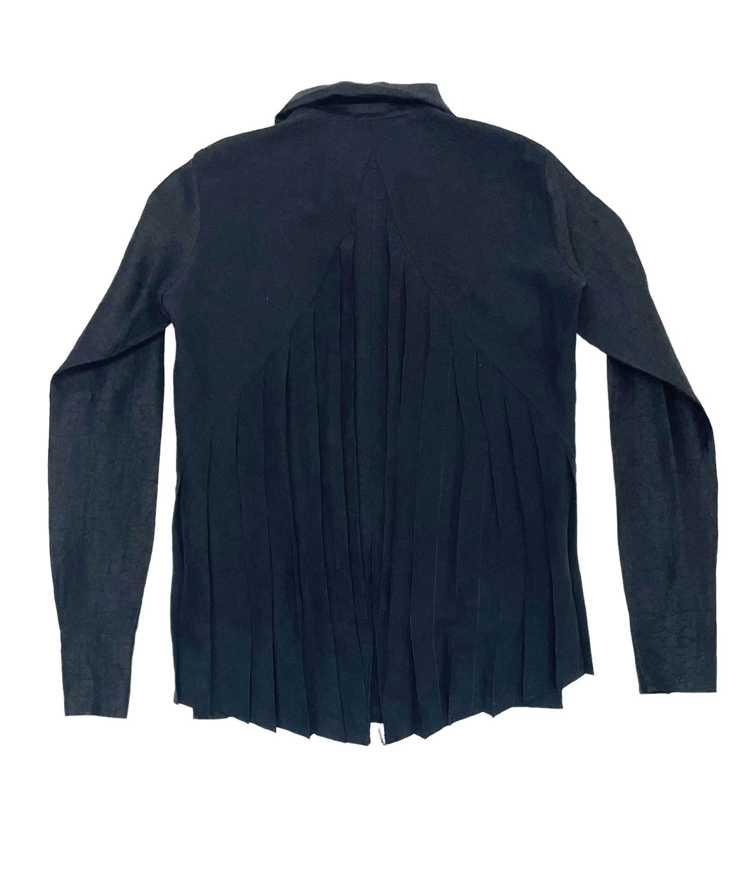 Pleated Back Shirt Jacket in Black Mud Silk