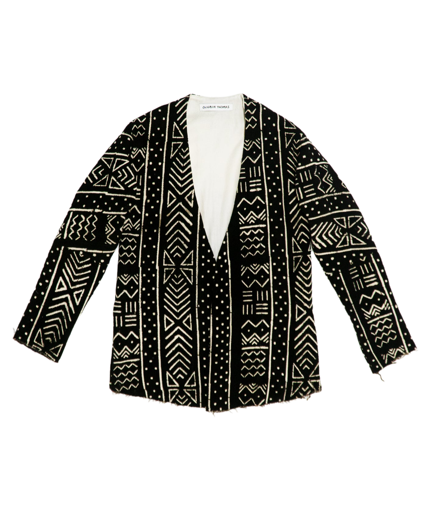 Kimono Back Cardigan in Black Mali Mud Cloth Cotton