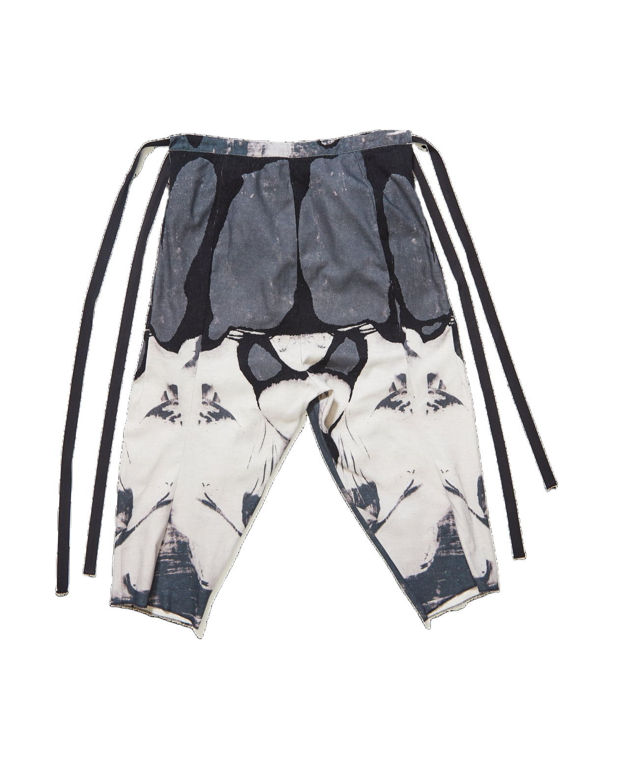 Side Tie Drop Shorts in Black and White Digital "Holubiyi" Print collaboration by Holly Vaughan's print series "Siren"